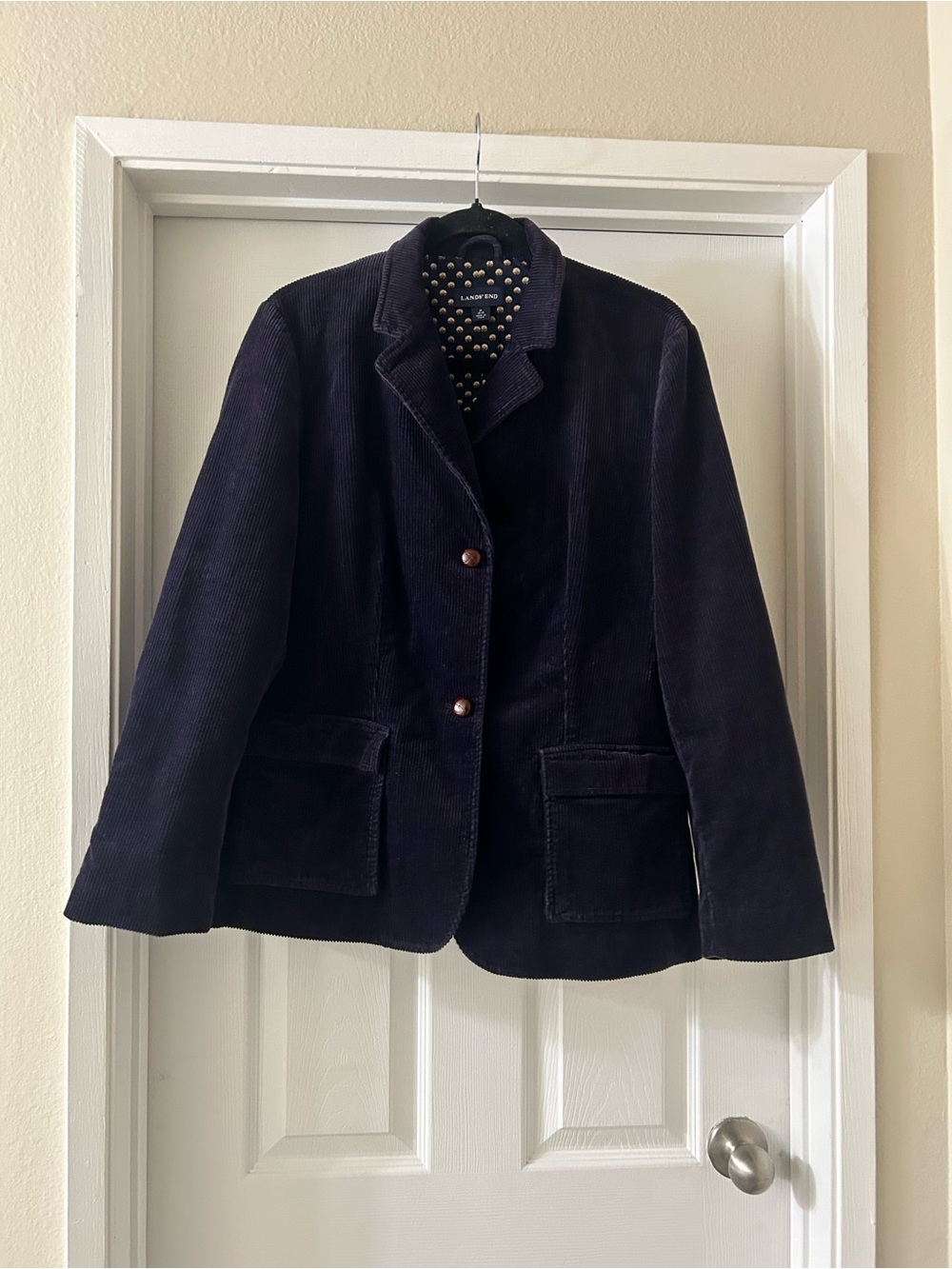 Lands' End Womens Corduroy Blazer in Deep Navy